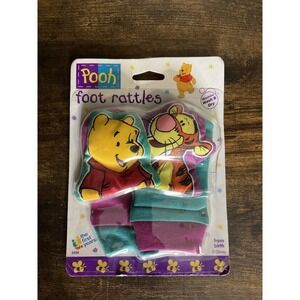 Vtg 1998 Winnie The Pooh Foot Rattles Tigger Socks The First Years Baby Teal